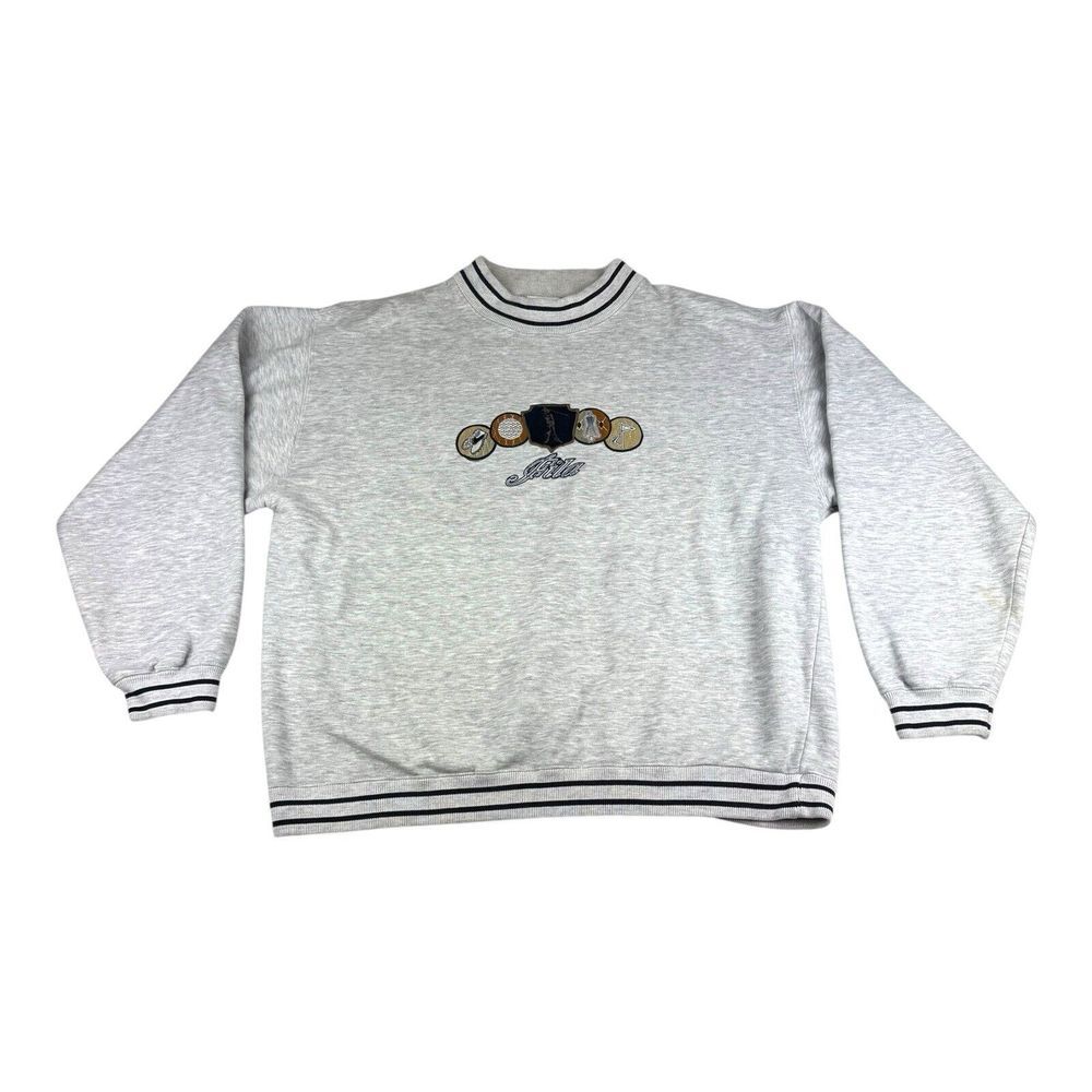 Vtg 90's Men's FILA Gray Embroidered Heavy Golf Sweatshirt Crewneck Size Large